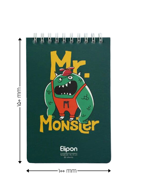 دفتر یادداشت 80 برگ الیپون سایز 15x10 طرح Mr.Monster