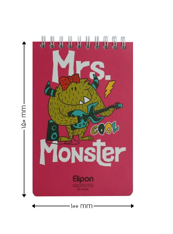دفتر یادداشت 80 برگ الیپون سایز 15x10 طرح Mrs.Monster