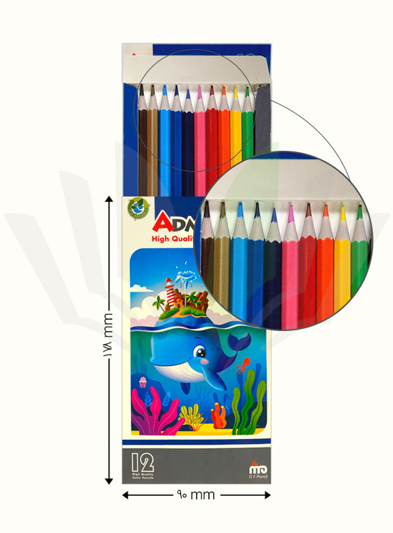 مداد رنگی 12 رنگ آدمیرال طرح دلفین