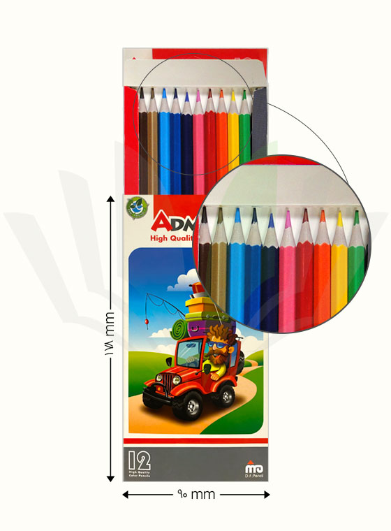 مداد رنگی 12 رنگ آدمیرال طرح ماشین