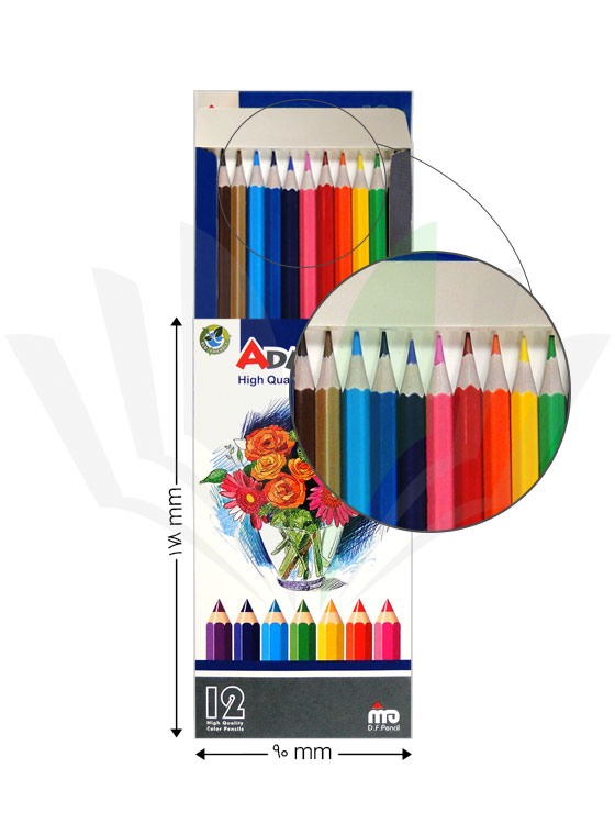 مداد رنگی 12 رنگ آدمیرال طرح گل