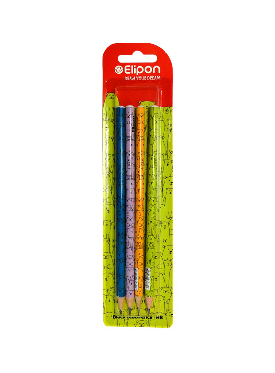 مداد HB الیپون بسته 4 عددی طرح BOBO