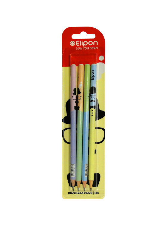 مداد HB الیپون بسته 4 عددی طرح PAPA