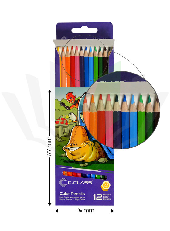 مداد رنگی 12 رنگ سی کلاس طرح حلزون