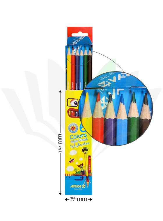 مداد رنگی 6 رنگ آریا طرح پسر