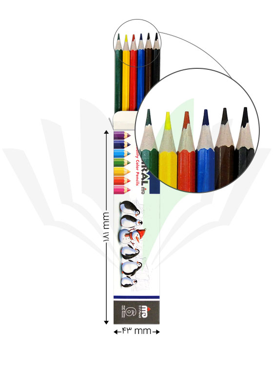 مداد رنگی 6 رنگ بلند آدمیرال جعبه مقوایی طرح پنگوئن