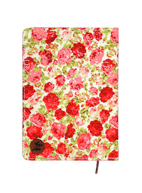 دفتر یادداشت جلد پارچه ای دوکا طرح گل قرمز-زمینه سفید