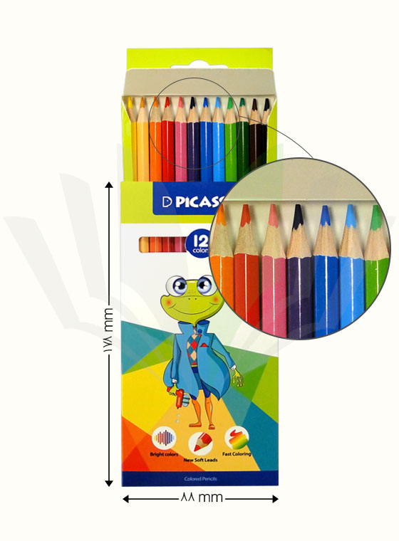 مداد رنگی 12 رنگ پیکاسو طرح قورباغه مدل GOL-12-C
