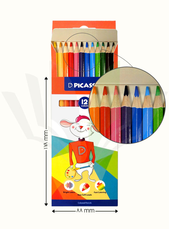 مداد رنگی 12 رنگ پیکاسو طرح خرگوش مدل GOL-12-C