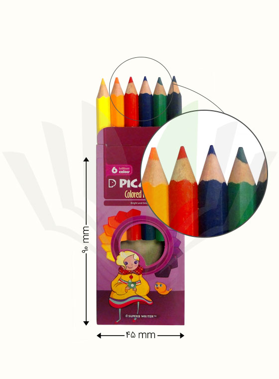 مداد رنگی 6 رنگ پیکاسو مدل کوتاه کد 007 طرح دختر