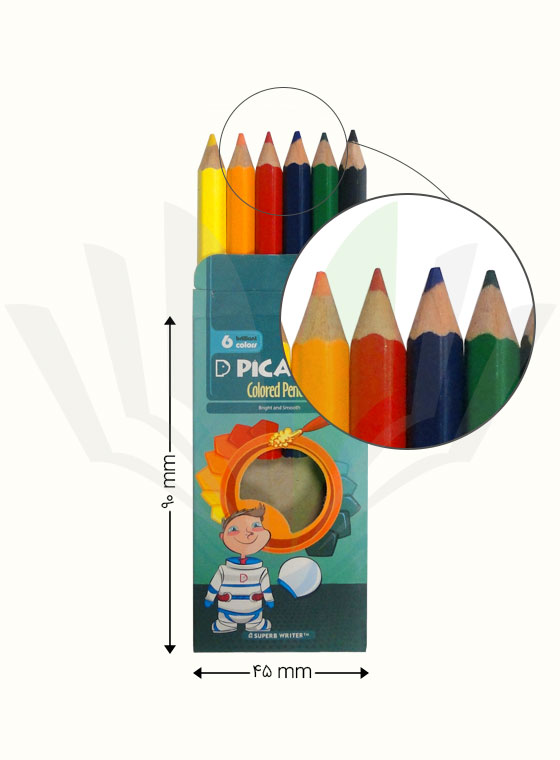 مداد رنگی 6 رنگ پیکاسو مدل کوتاه کد 007 طرح آدم فضایی