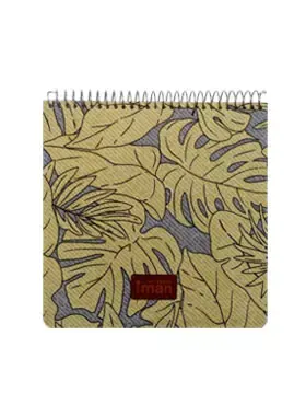 دفتر یادداشت 80 برگ بدون خط جلد پارچه ای ایمان طرح برگ 1