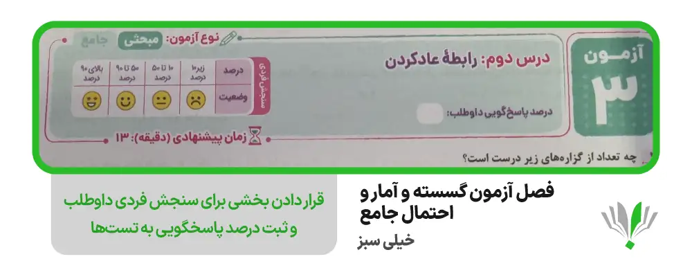 فصل آزمون گسسته و آمار و احتمال جامع خیلی سبز | چی بخونم