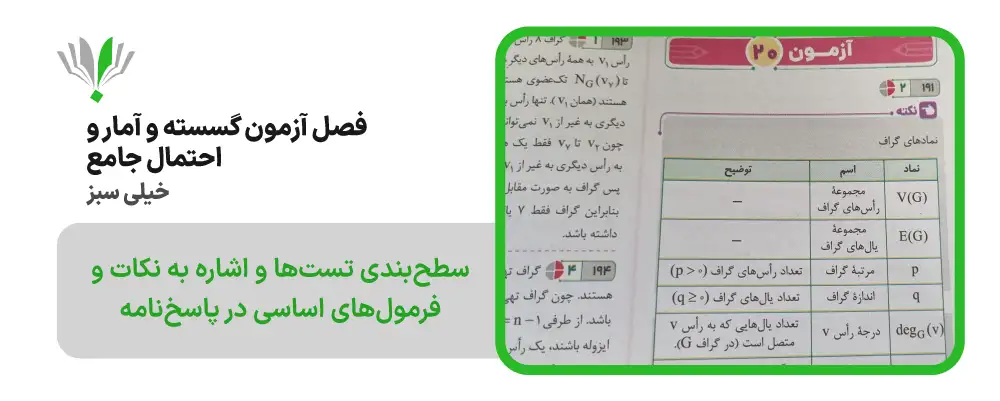 فصل آزمون گسسته و آمار و احتمال جامع خیلی سبز | چی بخونم